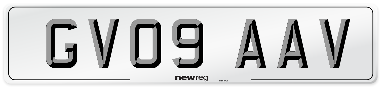 GV09 AAV Number Plate from New Reg